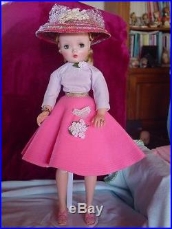 Madame Alexander Vintage Hard Plastic Cissy In Awesome Pink Felt Skirt Ensemble
