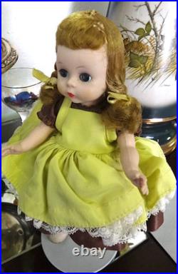 MA Madame Alexander Wendy Kin BKW Braid DOLL in Yellow Pinafore Brown Dress 2593
