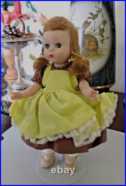 MA Madame Alexander Wendy Kin BKW Braid DOLL in Yellow Pinafore Brown Dress 2593