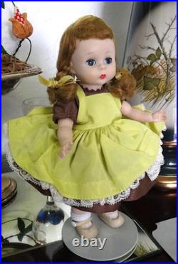 MA Madame Alexander Wendy Kin BKW Braid DOLL in Yellow Pinafore Brown Dress 2593