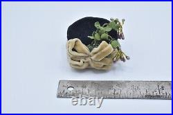 Madam Alexander Doll Black Hat Cap with Flowers and Bow Unmarked