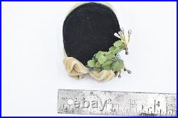 Madam Alexander Doll Black Hat Cap with Flowers and Bow Unmarked