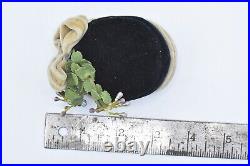 Madam Alexander Doll Black Hat Cap with Flowers and Bow Unmarked