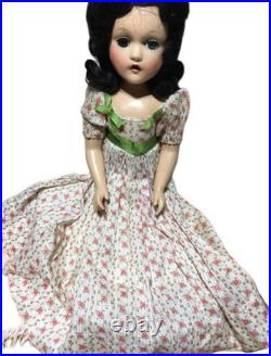 Madame Alexander 18 Vintage Composition Gwtw Scarlett Doll Blue Floral Print