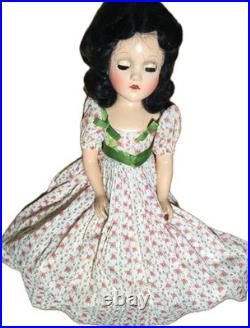 Madame Alexander 18 Vintage Composition Gwtw Scarlett Doll Blue Floral Print