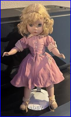 Madame Alexander 1950s Hard Plastic 14 Doll Maggie Tagged Rose Dress Straight