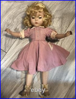 Madame Alexander 1950s Hard Plastic 14 Doll Maggie Tagged Rose Dress Straight