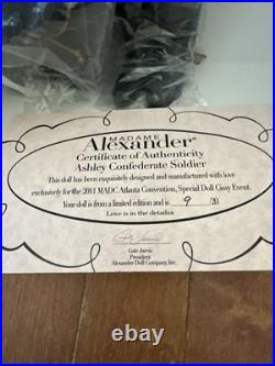 Madame Alexander 21 Rare Ashley Confederate Soldier 64075 box, Coa 9/20 Cissy