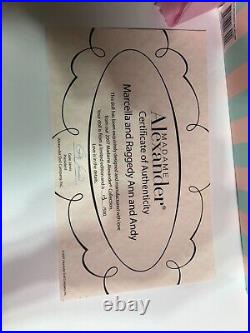 Madame Alexander 46390 Marcella and Ragged Ann and Andy 12 Doll With Box & COA