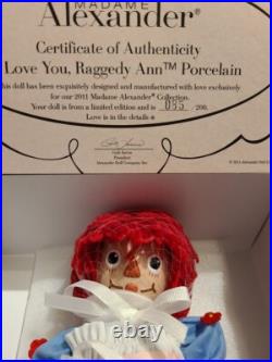 Madame Alexander #64255 I Love You Raggedy Ann 8 Porcelain Doll LE 200 Retired