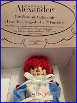 Madame Alexander #64255 I Love You Raggedy Ann 8 Porcelain Doll LE 200 Retired