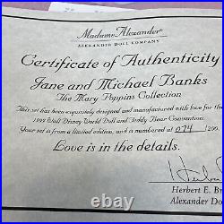 Madame Alexander 80450 Michael And Jane Banks In Box Withtags & CoA
