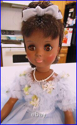 Madame Alexander African American Leslie Doll 1965 Blue Dress & Jewelry