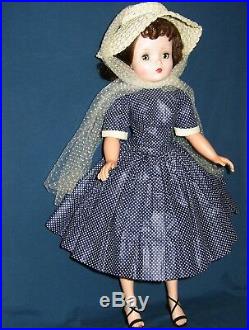Madame Alexander Beautiful Cissy 20 Tall Doll 1958 Navy Polka Dots