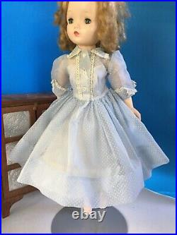Madame Alexander Cissy doll Tagged 1958 Blue Dotted Swiss Dress