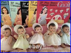 Madame Alexander Dionne Quintuplets With Bed, Paper dolls, and night shirts