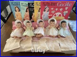 Madame Alexander Dionne Quintuplets With Bed, Paper dolls, and night shirts
