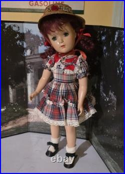 Madame Alexander Hard Plastic Margaret O'Brien Doll 17 1950s Tagged Dress