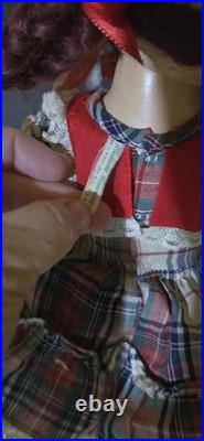 Madame Alexander Hard Plastic Margaret O'Brien Doll 17 1950s Tagged Dress