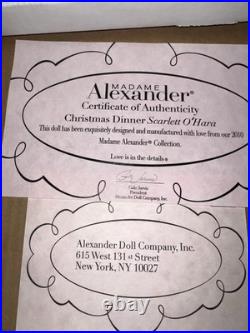 Madame Alexander Scarlett Christmas Dinner #51520 New In Box 10 Inch With Stand