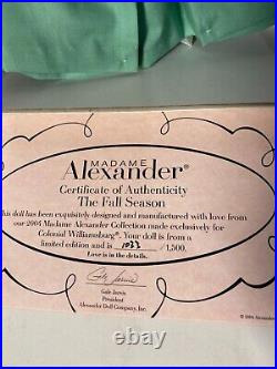 Madame Alexander The Fall Season 39175 8 COA Box, Tags, Accessories