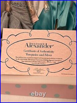 Madame Alexander Turquoise and Silver 65705 10 Dolls With Box, Accessories, COA
