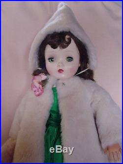 Madame Alexander Vintage Cissy Doll In Pristine Coat Ensemble & Emerald Taffeta