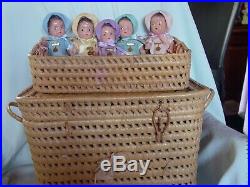 Madame Alexander Vintage Composition Baby Doll Dionne Quintuplets In Orig Basket