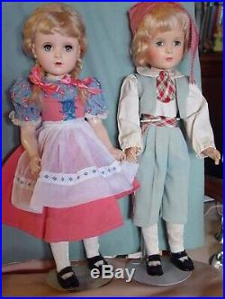 Madame Alexander Vintage Composition Hard Plastic Rare Hansel & Gretel Doll Set