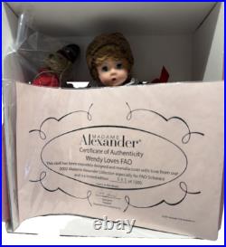 NIB MADAME ALEXANDER 8 Doll WENDY LOVES FAO with Bear with C. O. A 591/1500 and tags