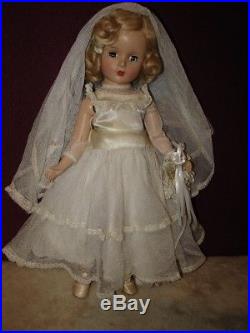 ORJ late 1940's Vintage 14 Madame Alexander Hard Plastic Wendy Ann Bride Doll