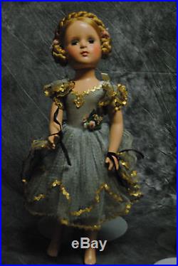 OUTSTANDING ANTIQUE MADEEM ALEAXNDER BLALERINA DOLL TAGGED DRESS 1930s