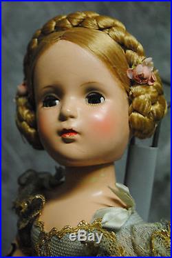 OUTSTANDING ANTIQUE MADEEM ALEAXNDER BLALERINA DOLL TAGGED DRESS 1930s