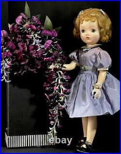 Original Vintage 1950's Madame Alexander 18 Binnie Doll Lavender Dress Outfit