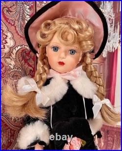 Porcelain Madame Alexander Blonde Braids McGuffey Ana Doll Winter Outfit box