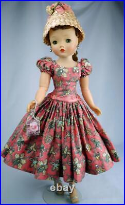 RARE Vintage 1957 Madame Alexander Cissy Redhead in Coral Red Bird Print Dress