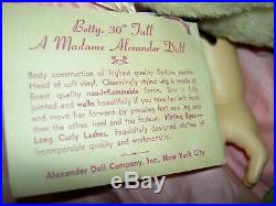 Rare MIB 1959 vintage, lb'd. Flirty Madame Alexander BETTY doll 30 playpal size
