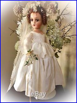 Rare Vintage Madame Alexander 21 Composition Wendy Bride Doll