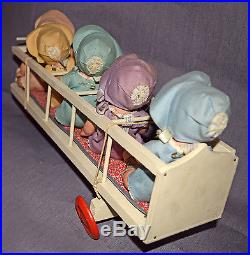 Set of 7 Dionne Quints in Original Cart Madame Alexander WORLDWIDE SHIPPING