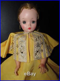 Super Rare #2098 Cissy Gold Tafeta Dress with Cape Madame Alexander Doll 1955