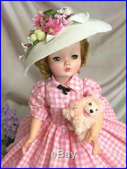 VINTAGE 1950 Madame Alexander CISSY DOLL blonde 20 in TAGGED pink DRESS hat