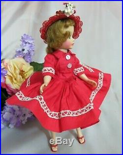 VINTAGE 1950s MADAME ALEXANDER CISSETTE DOLL Tosca tagged RED dress ORIGINAL HAT