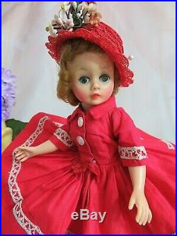 VINTAGE 1950s MADAME ALEXANDER CISSETTE DOLL Tosca tagged RED dress ORIGINAL HAT