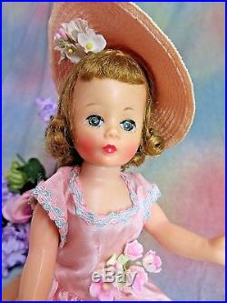 VINTAGE 1950s Madame Alexander CISSETTE DOLL pink TAFFETA dress hat HIGH COLOR