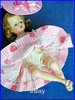 VINTAGE 1950s Madame Alexander CISSETTE DOLL tagged PINK DRESS hat TRIPLE part