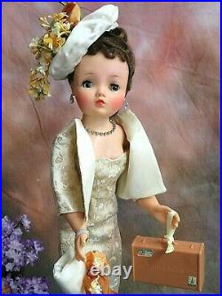 VINTAGE 1950s Madame Alexander CISSY DOLL Brunette JACKIE O DRESS gold SUIT