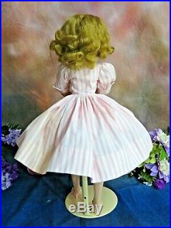 VINTAGE 1950s Madame Alexander CISSY DOLL in PINK stripe TAGGED DRESS 20 blonde