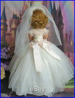 VINTAGE 1956 Madame Alexander CISSY DOLL blonde TAGGED Medici BRIDE DRESS hat