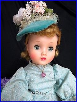 VINTAGE 1957 MADAME ALEXANDER Elise DOLL in GODEY LADY gown 16 hard plastic