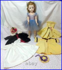 VINTAGE 50S PLASTIC MADAME ALEXANDER BLONDE BALLERINA 17.5 DOLL With CLOTHES LOT